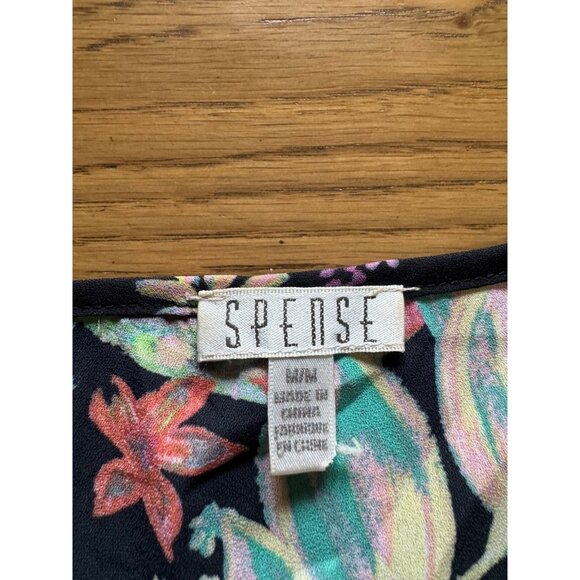 Spense Floral Short Sleeve Women Blouse Size Medium Polyester Hawaiian Tropical - Picture 3 of 9